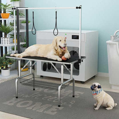 Pet Grooming Table for Large Dogs Adjustable Professional - Portable Trimming Drying Table W/Arm/Noose/Mesh Tray, Maximum Capacity up to 330LB